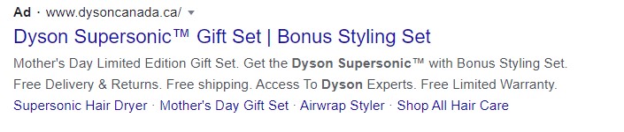 Dyson text ad