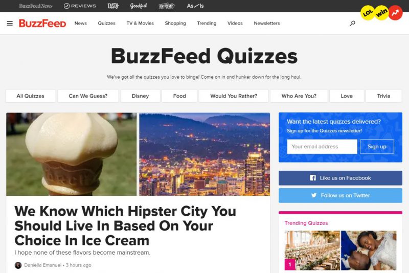 buzzfeed quizzes